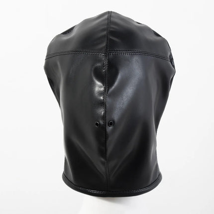 PU Leather Bondage Mask Full Head Hood Blindfold BDSM Fetish Roleplay Slave Harness Sexy Adult Sex Toys for Women Men Couples