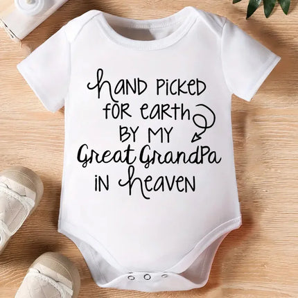 Baby Bodysuit Hand Picked for Earth By My Great Grandpa in Heaven Printed Newborn Romper Infant Baby Girl Boy Clothes