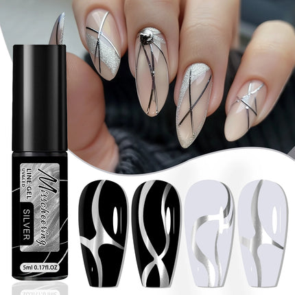 1/2/3pcs Super Bright Mirror Pull Line Graffiti Painting Stripe Gel Nail Polish 5ml Metallic Liner Gel Semi-Permanent Nail Art