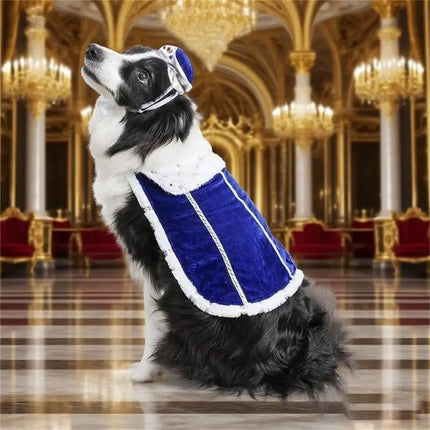 652F Popular Dog Apparel Set Cloaks and Crown Hat Set Pet Costume For Various Breeds