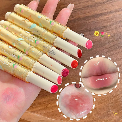 Spring Blossom Mirror Solid Lip Gloss Hydrating Mirror Water Gloss Lipstick Long-Lasting Moisturizing Non-Stick Cup Lip Cosmetic