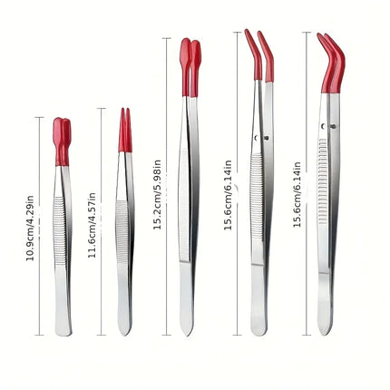 Stainless Steel Tweezers Stainless Steel Plastic-Coated Tweezers For Eyelash Extension Assistance Coin Clips Stamp Clips Tool