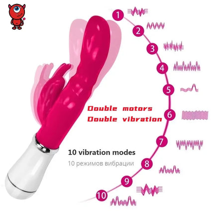 Powerful Rabbits Vibrators Vagina Clitoris Stimulator Double Head G-Spot Massager Sex Toys For Women Female Masturbator Sex Shop