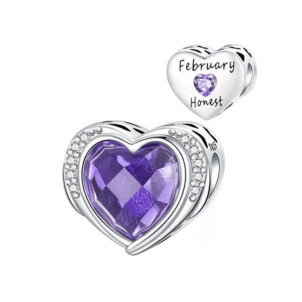 925 Sterling Silver January-December Birthday Stone Love Zircon Pendant Bead Fit Charms Necklace Bracelet Women Jewelry DIY Gift