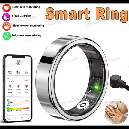 2026 Smart Ring Blood Pressure Heart Rate Sleep Monitoring Smart Ring IP68 & 5ATM Waterproof Multi-sport Mode Smartring Man Wome