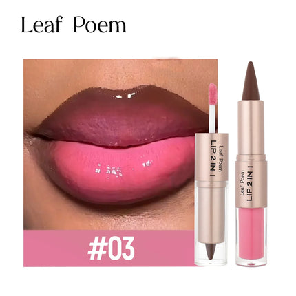 2 in1 Tapered Gradient Lipliner Pen Nude Brown Mirror Glass Lip Gloss Matte Lip Liner Waterproof Lip Contour Non Stick Makeup