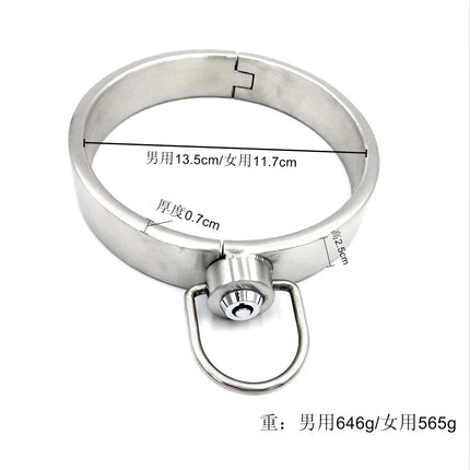 Heavy Stainless Steel Press Lock Wrist Handcuffs Ankle Cuffs Neck Collar Choker Shackles Bondage Adult Games Sex Toys for Couple