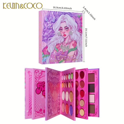 KEVIN&COCO98-colorFlip Book Eyeshadow Palette Matte PearlBlush ContourHighlighter EarthyColor Multi-functional Facial Makeup Set