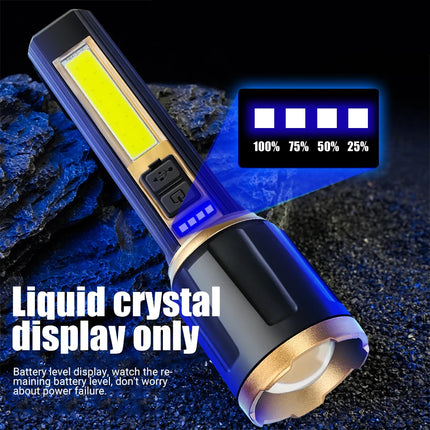 1/A Set Super Bright LED Flashlights USB Rechargeable Telescopic Zoom Tactical Torch Portable Long-Range Camping Fishing Lantern