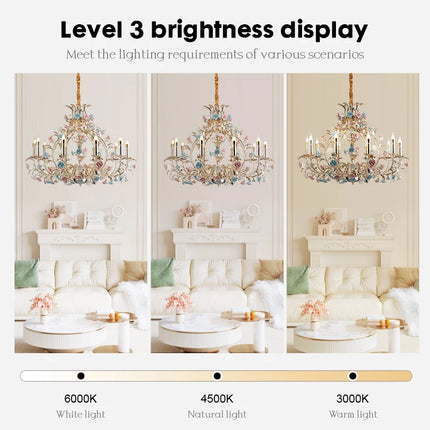 European Floral Design Chandelier Modern Rose Decorative Chandelier Lighting Nordic Living Room Ceramic Flower Chandelier