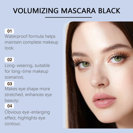 Zephoco Waterproof Mascara Gel Lengthening Natural Curl Smudge Proof No Clumps Long Lasting Thin Brush Volumizing Mascara Black