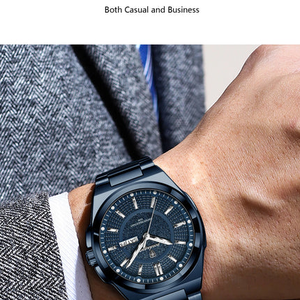 POEDAGAR Top Business Men Wristwatch Stainless Steel Waterproof Luminous Casual Man Watch Date Week Stylish Men's Quartz Watches