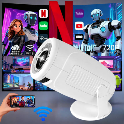Newly HY900 Smart Projector 4K Decoding BT5 0 Dual Wi Fi 6 290ANSI Brightness Ideal for Home Theater Outdoor Movie Watching