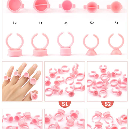 50/100Pcs Disposable Glue Ring Cup For Lashes Fan Tattoo Pigment Holder Eyelash Extension Container Glue Holder Makeup Supplies