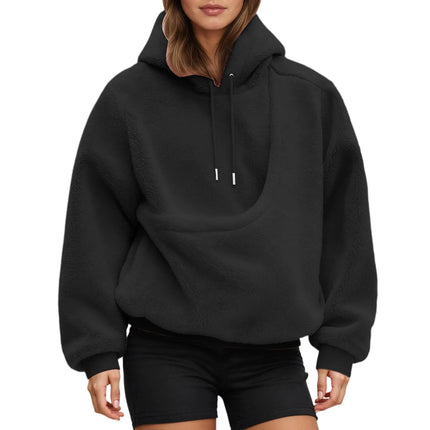 Solid color Women's Kangaroo Hoodie Blackley Sweatshirt with Pet Pocket Cat Carrier Comfortable Unisex Hooded Sweatshirt