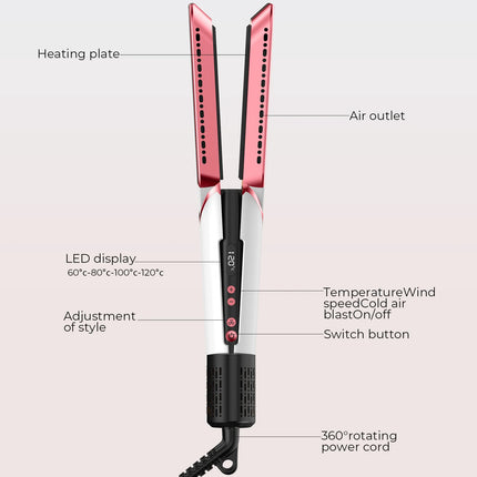 TINSOL 2-in-1 Multifunctional Hair Dryer Air Straightener Negative Ion Hair Styling Tool Long-Lasting Styling Tool