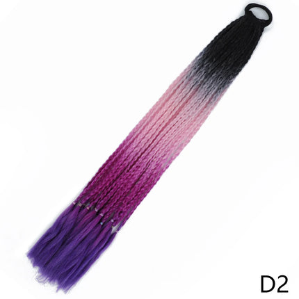 AZQUEEN Synthetic Gradient Color Dirty Braided Ponytail 60CM Elastic Rubber Band Braiding Pony Tail Hair Extensions For Girls