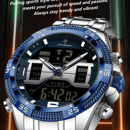 POEDAGAR Luxury Man Digital Watch Alarm Luminous LED Week Date Sports Quartz Men Watch Fashion Military Electronic Men's Watches