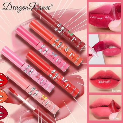 Matte Liquid Lipstick Waterproof Peel Off Lip Glaze Long Lasting Non Transfer Tear Away Lip Tattoo Set Sexy Red