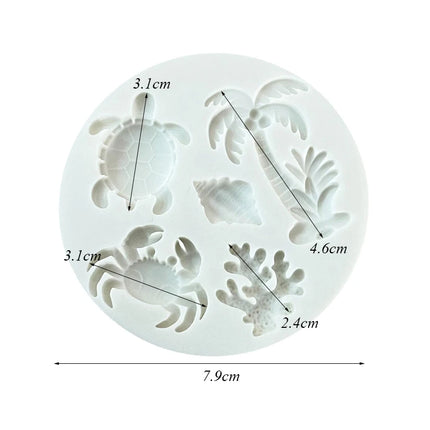 Sea Turtle Crab Coconut Tree Ocean Silicone Sugarcraft Mold Chocolate Cupcake Baking Mould Fondant Cake Decorating Tools