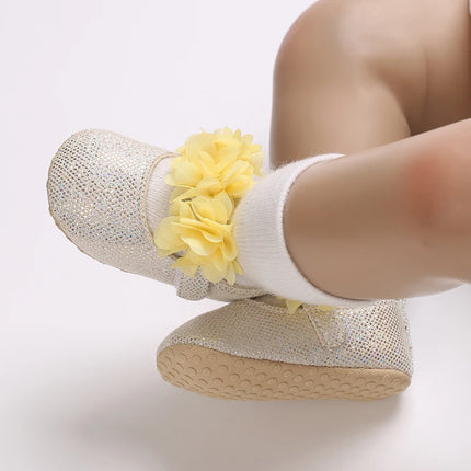 VALEN SINA  Newborn Baby Shoes Yellow Baby Girl Shoes Girl Classic Bowknot Sole Anti-slip PU Shoes First Walker Toddler Shoes
