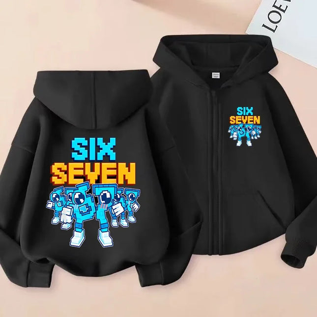 Hot Six Seven Zip Up Hoodies Children's Funny 67 Brainrot Sweatshirts Clothes Kid Girl Boy Zipper Hoody Baby Casual Fashion Tops