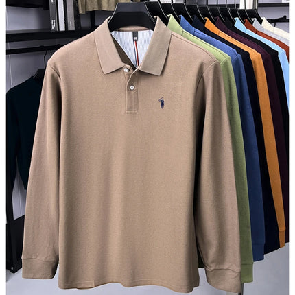 High-end brand 100% cotton long sleeve polo shirt, fashion luxury, pony embroidery, business casual comfort, new Paul men's T-shirt