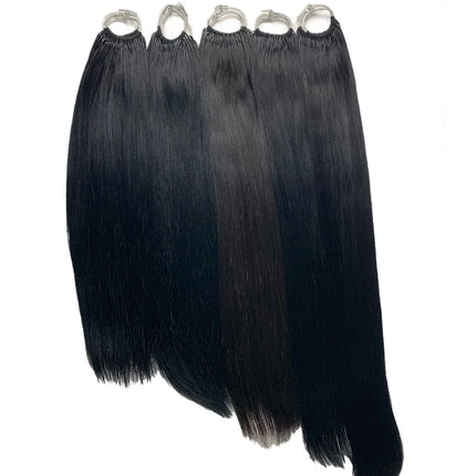 DIYOMO Korean 100% Human Hair Cotton Thread Double Head Double Brushed Feather Hair Extensions Natural Color Pure Cotton