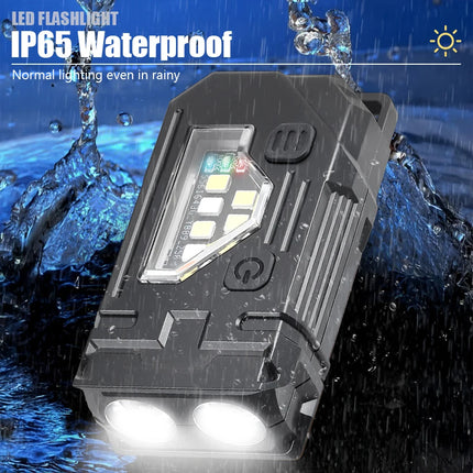 Mini Portable Rechargeable LED Torch Light, Waterproof Outdoor Work Pocket Flashlight with Magnetic Grip, Compact LED Flashlight