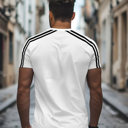 Men's Crew Neck T-shirt With "ITALIA" Print Soft And Breathable Suitable For Outdoor Sports Casual Wear And Holiday Celebrations