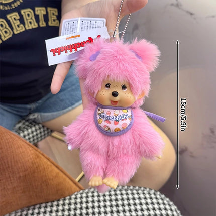 Monchhichi Keychain Cartoon Backpack Hanging Charms Cute Monchichi Doll Pendant Birthday Party Gifts 몬치치 키링