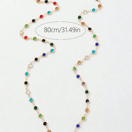 LATS New Luxury Colourful Long Tassel Necklace for Women Shiny Rhinestone Crystal Zircon Choker Bohemian Statement Jewelry Gifts