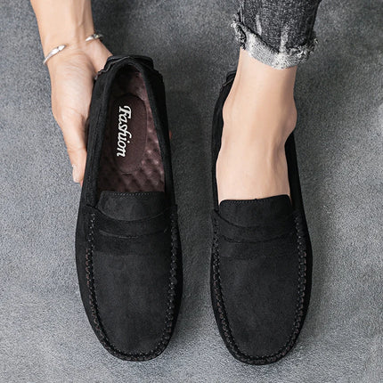 Fashion Suede Men Casual Shoes Breathable Leather Mens Loafers Slip on Male Driving Shoes Luxury Brand Comfortable Boat Shoes