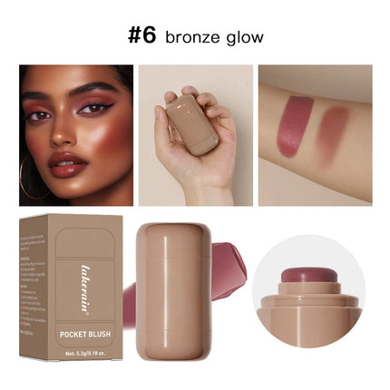 Lakerain Blush Stick Cheek Lip Tinted Moistured Long-wearing Flush Blusher Silky Brighten Blush Cream Cosmetics Matte Nakeup