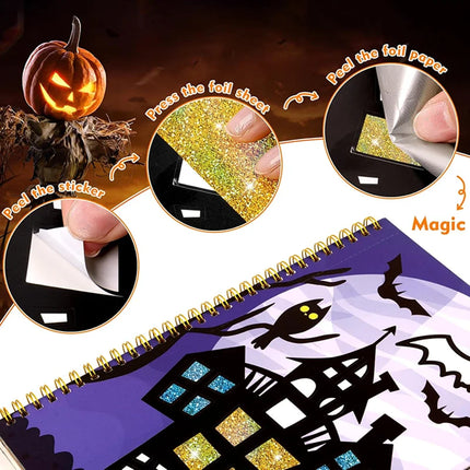 Kids Fun Foil Art Set Montessori Drawing Toy Animal Colouring Book Kindergarten DIY Crafts Creative Activity Toys Christmas Gift