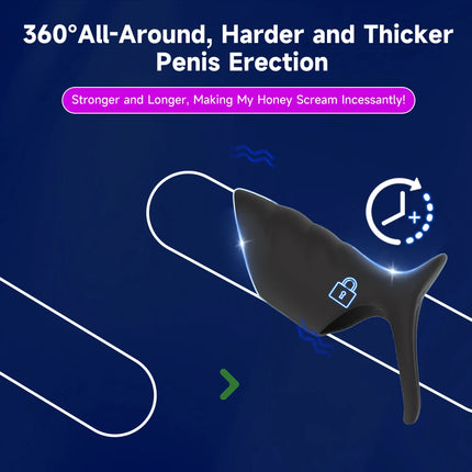 360° Omni-directional Penis Ring Vibrator Sex Toy Stronger Extender Silicone G-Spot Stimulator Vibrating Penis Sleeve for Men