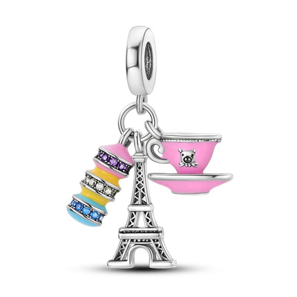 Original 925 Sterling Silver Charms Paris Eiffel Tower Charms Bead Pendant Fit Bracelets Bangle Necklaces Women DIY Jewelry Gift