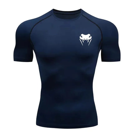 Men's Compression Shirt Short Long Jogging Sleeve Quick Dry All Season Elastic Quick-Drying Workout Top for Gym Running Fitness