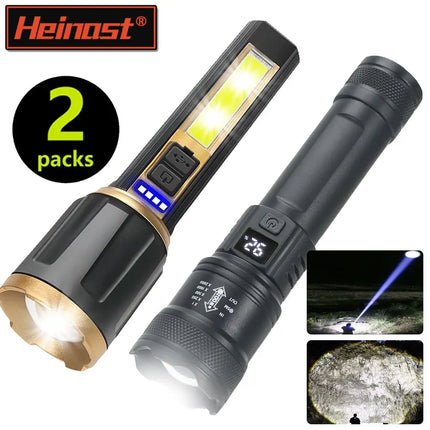 1/A Set Super Bright LED Flashlights USB Rechargeable Telescopic Zoom Tactical Torch Portable Long-Range Camping Fishing Lantern