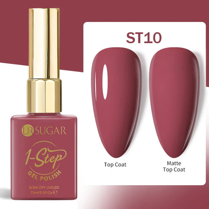 UR SUGAR 15ml 1-step Gel Polish 3 IN 1 Gel Nail Polish Pink Colors Nail Art Soak Off LED UV Gel Nail Varnishes For Nail DIY Arts