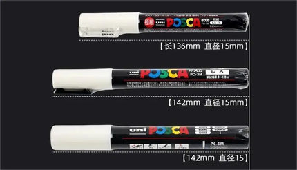 3pc UNI POSCA Marker Pen,White rotulador permanente Black Acrylic Graffiti PC 1M 3M 5M POP Pen For Glass Ceramic Leather Fabric