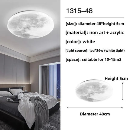 Lunar LED Ceiling Light, Minimalist Round Pendant, Moon-Inspired Lighting for Bedroom, Kitchen, Balcony Decor