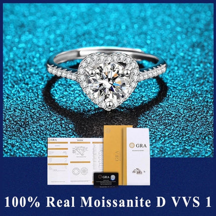 Luxury Women's S925 Silver Rings Fashion Adjustable Size 0.5ct(5mm) GRA Moissanite Ring For Women Jewelry Gift With Boxed