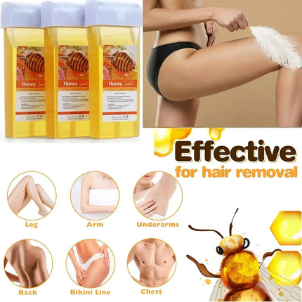 2026 Roll On Waxing Kit For Hair Removal All Skin Types Heater Waxing Hot Cartridge Honey Hair Removal Wax Roller Set Unisex