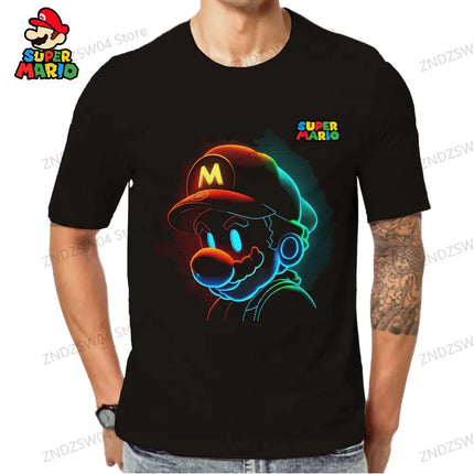 Short Sleeve Men's Children's T-Shirt Y2k Super Mario Mens Clothes 2026 Harajuku Style Parent-child Wear Quick Dry 3D Print Tops