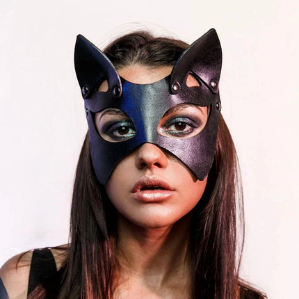 Sexy Women Leather Mask Gothic Cosplay Masquerade Ball Half Face Cat Mask Bdsm Sex Games Toy Party Fancy Masks Accessories