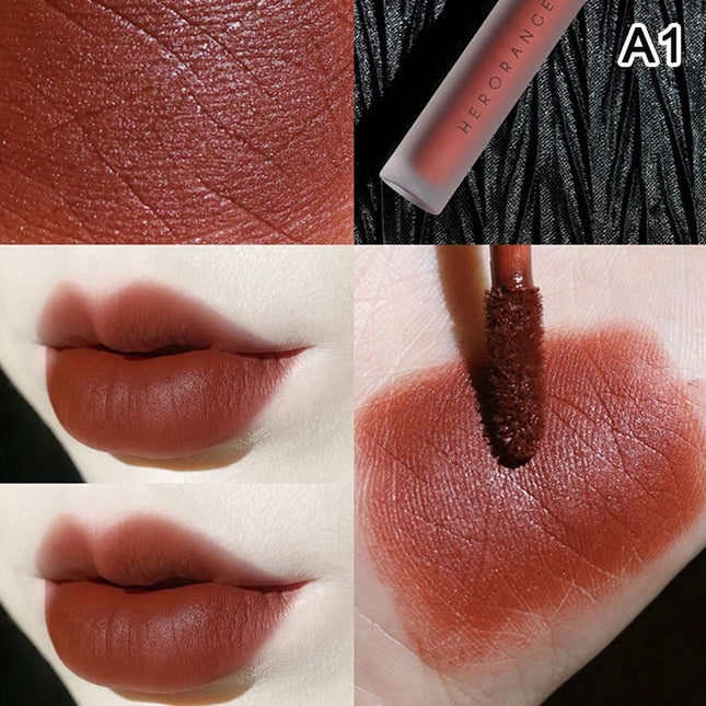 HERORANGE Velvet Matte Lip Mud Glaze - Long-Lasting Non-Sticky Waterproof Lipstick Easy to Apply Non-Smudging
