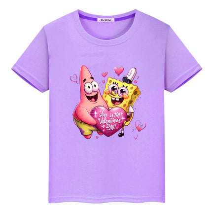 Anime Bear Print T-shirt for Kids Boy 10 Years Cute T-shirt Kawaii Tops Y2K One Piece 100% Cotton Cartoons Short Girls' Clothes