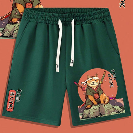 2025 Summer 3D Anime Japanese Samurai Cat Shorts Trunks Quick Dry Beach Swiming Shorts Women Men Hip Hop Short Pants Shorts 6xl