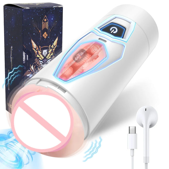 Automatic Male Mastubator Cup Double Headed Penis Blowjob Vibration Channels Realistic Vaginia Pocket Pussy Sex Toys for Man